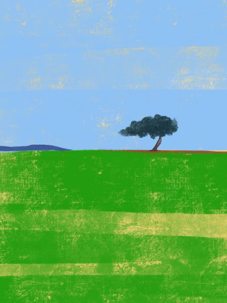 Lone Tree Landscape by Little Dean — canvas wall art