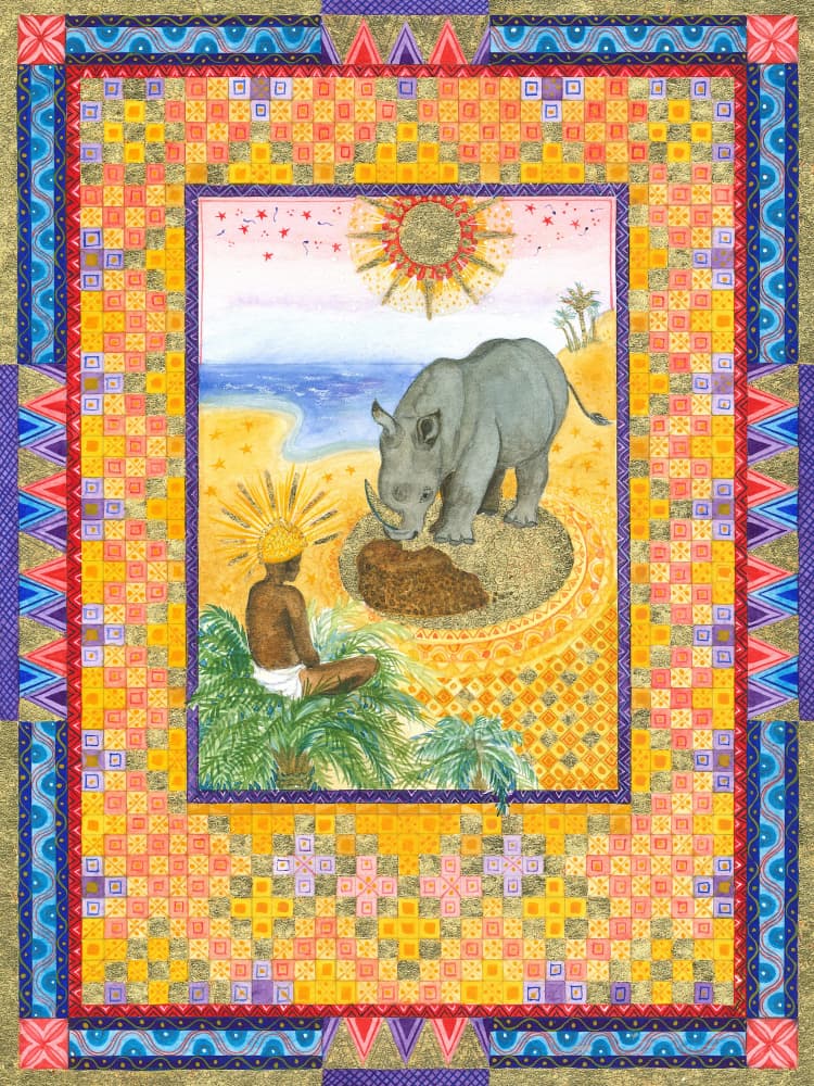 Rhino's Beach Ritual by Isabelle Brent — canvas wall art