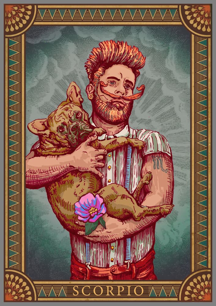 Scorpio Man French Bulldog by Olga Galeeva — canvas wall art