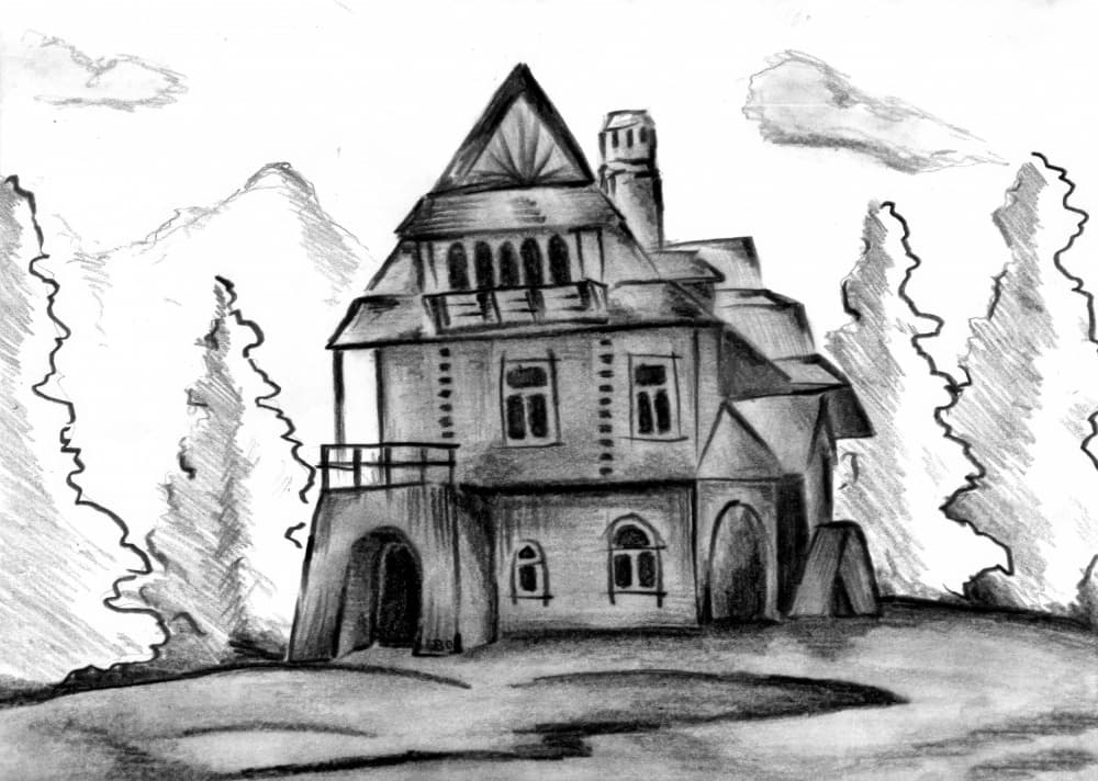 Mysterious Mountain Mansion by Kulik — canvas wall art
