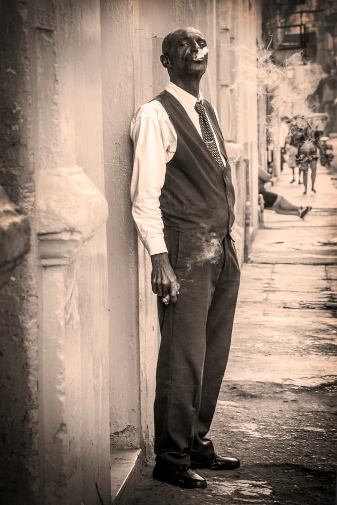 Elegant Man Smoking Cigar by Linda Wride — canvas wall art