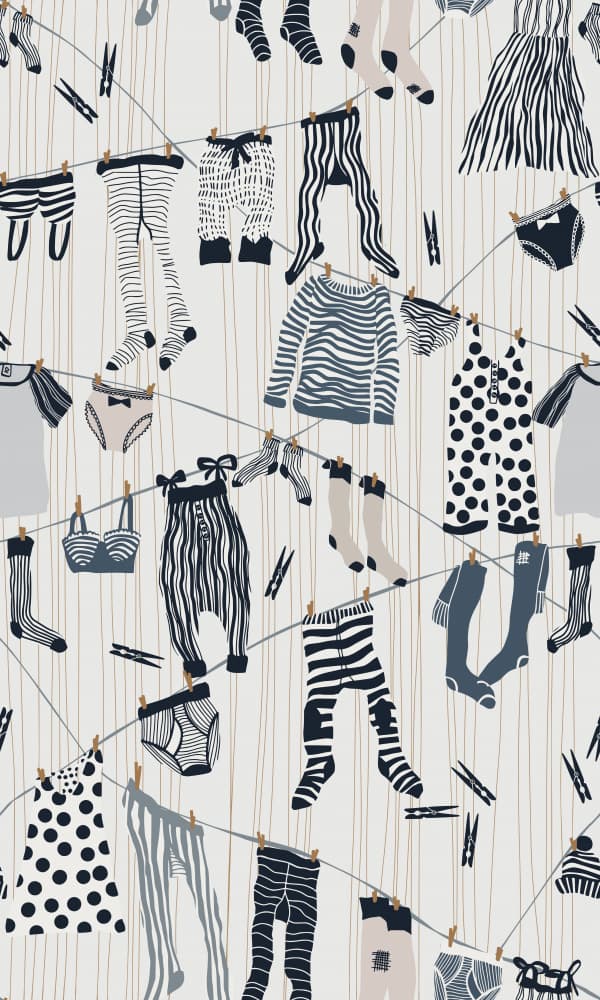 Whimsical Laundry Day by Annick — canvas wall art
