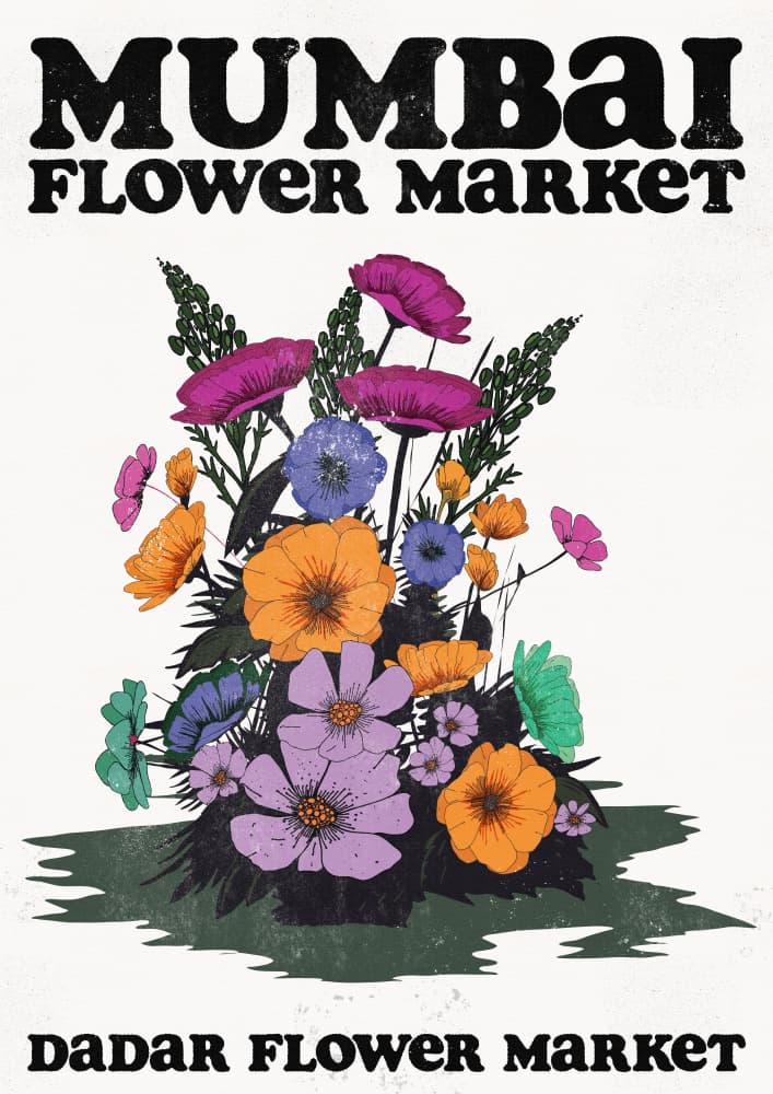 Vibrant Mumbai Flower Market by Nicholas — canvas wall art