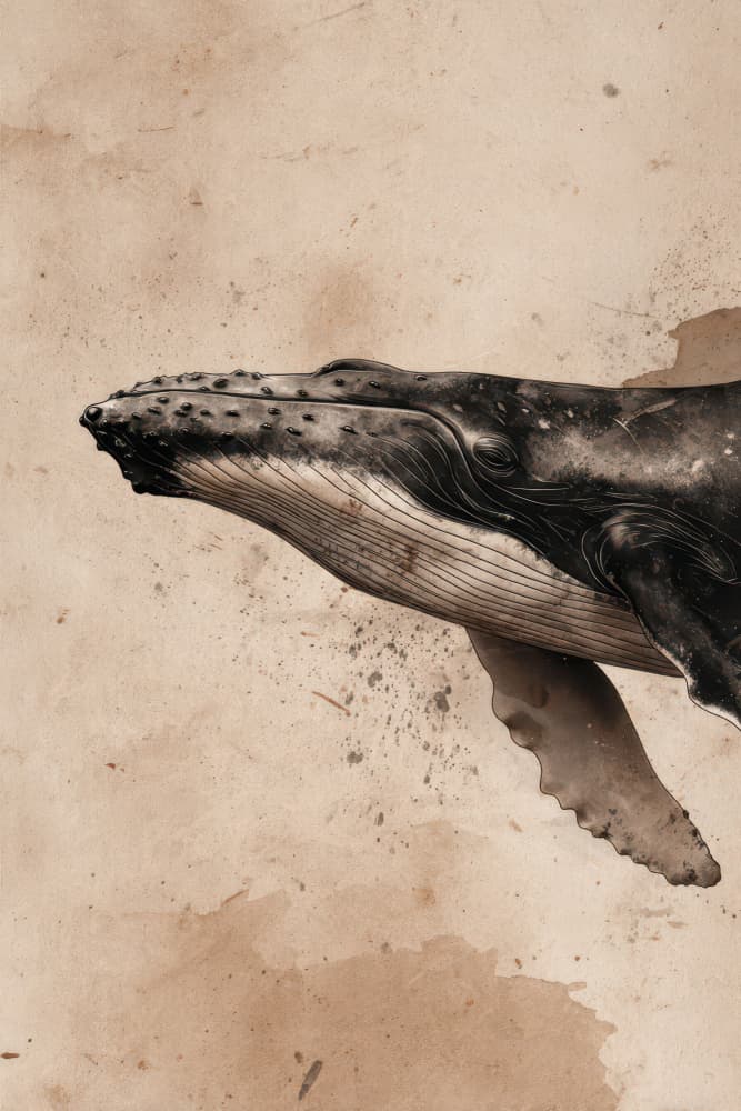 Vintage Humpback Whale by Rafal Kulik — canvas wall art