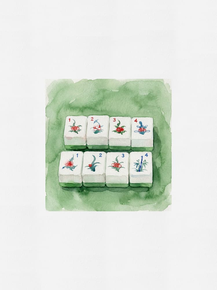 Floral Mahjong Tiles by Pictufy Studio IV — canvas wall art