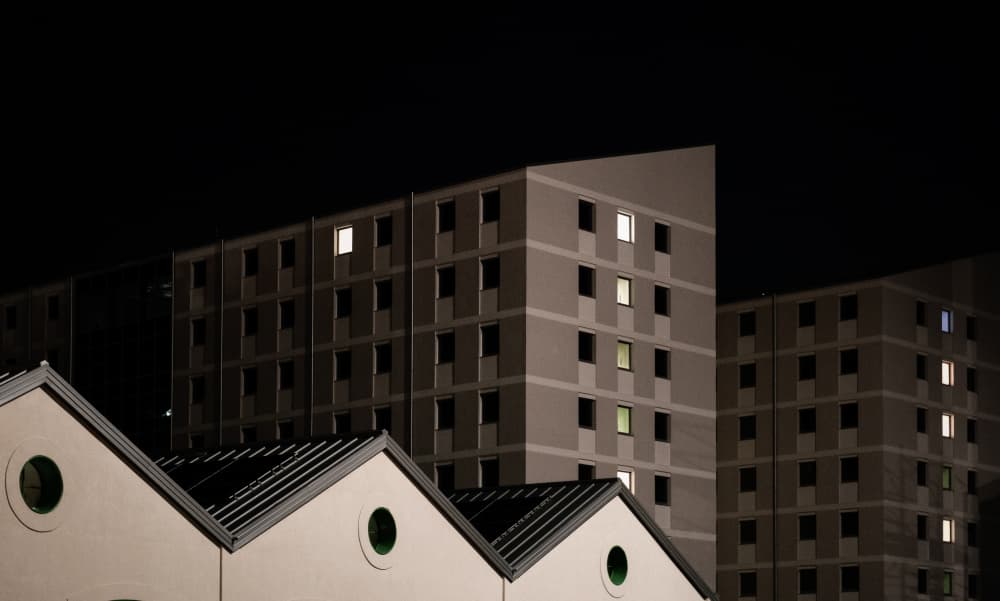 Glowing Urban Windows by Vito Muolo — canvas wall art