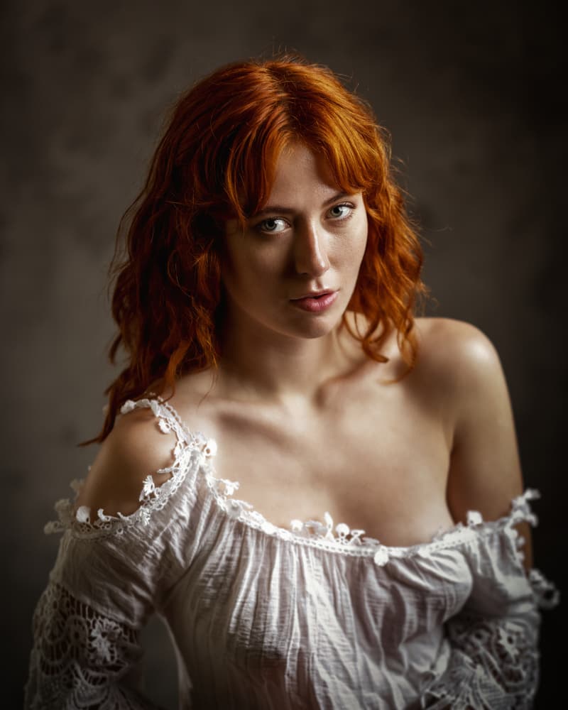 Pensive Redhead Beauty by Franky De Meyer — canvas wall art