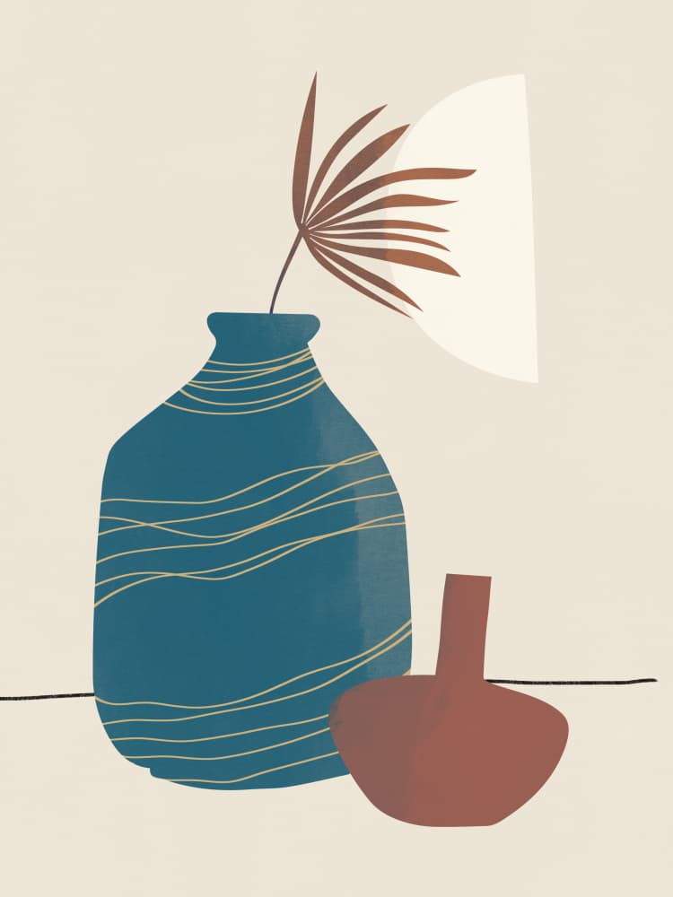 Abstract Vases And Leaf by Little Dean — canvas wall art