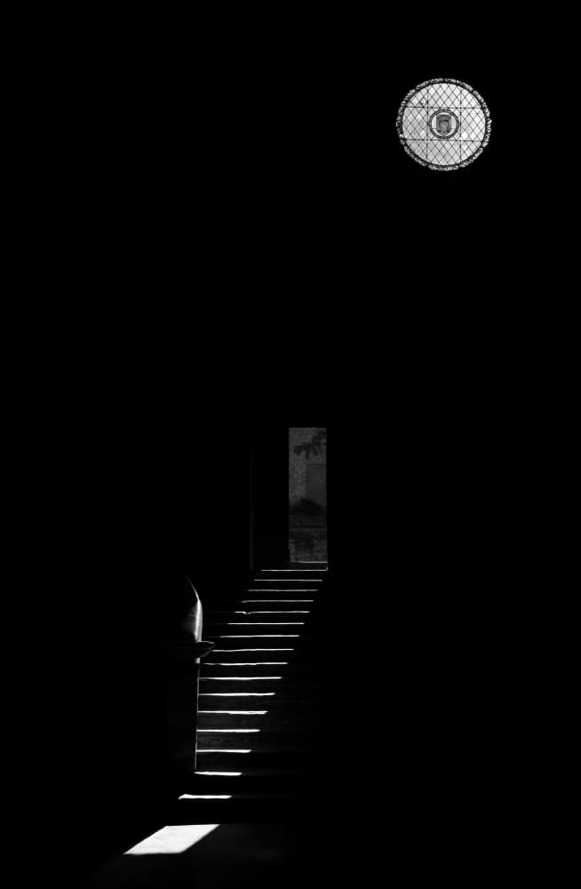 Dramatic Staircase Light by Giorgio Toniolo — canvas wall art