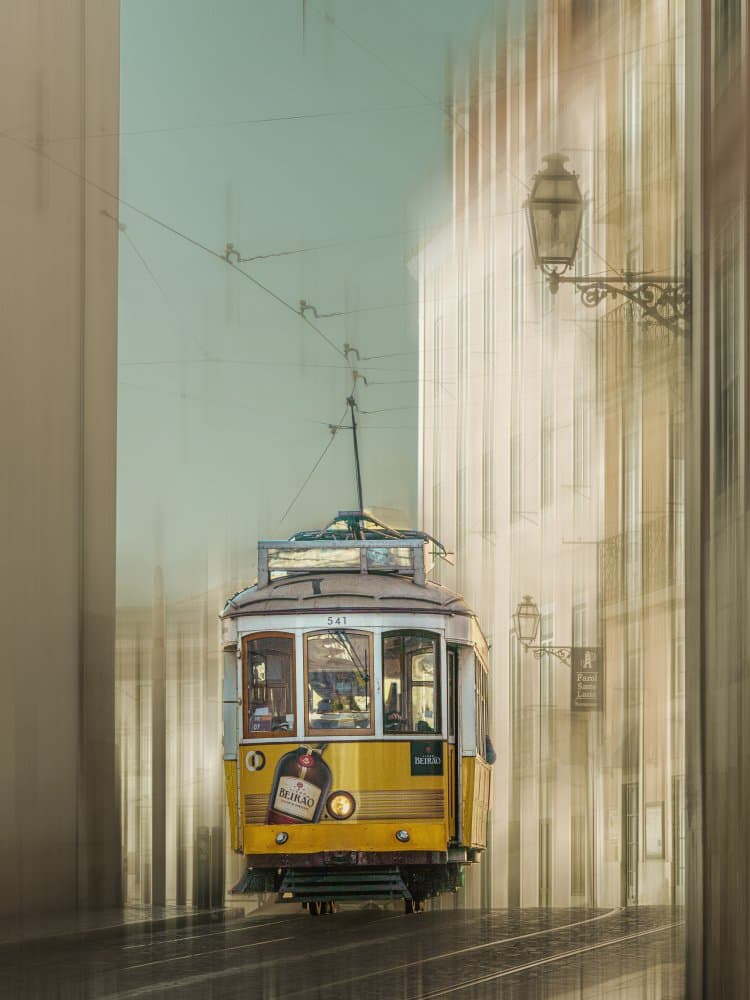 Vintage Yellow Tram by Dieter Reichelt — canvas wall art