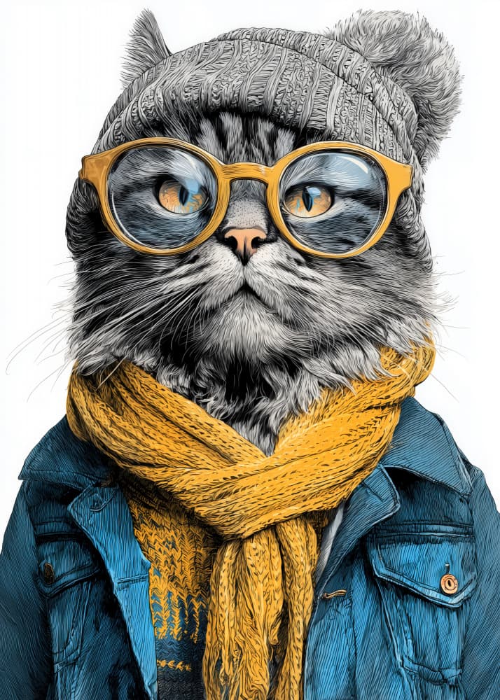 Cool Cat In Glasses by Justyna Jaszke — canvas wall art