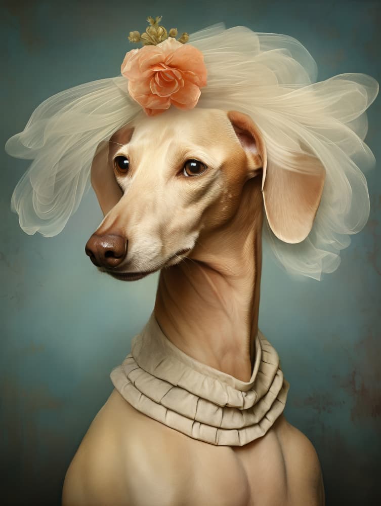 Elegant Greyhound Portrait by Bilge Paksoylu — canvas wall art
