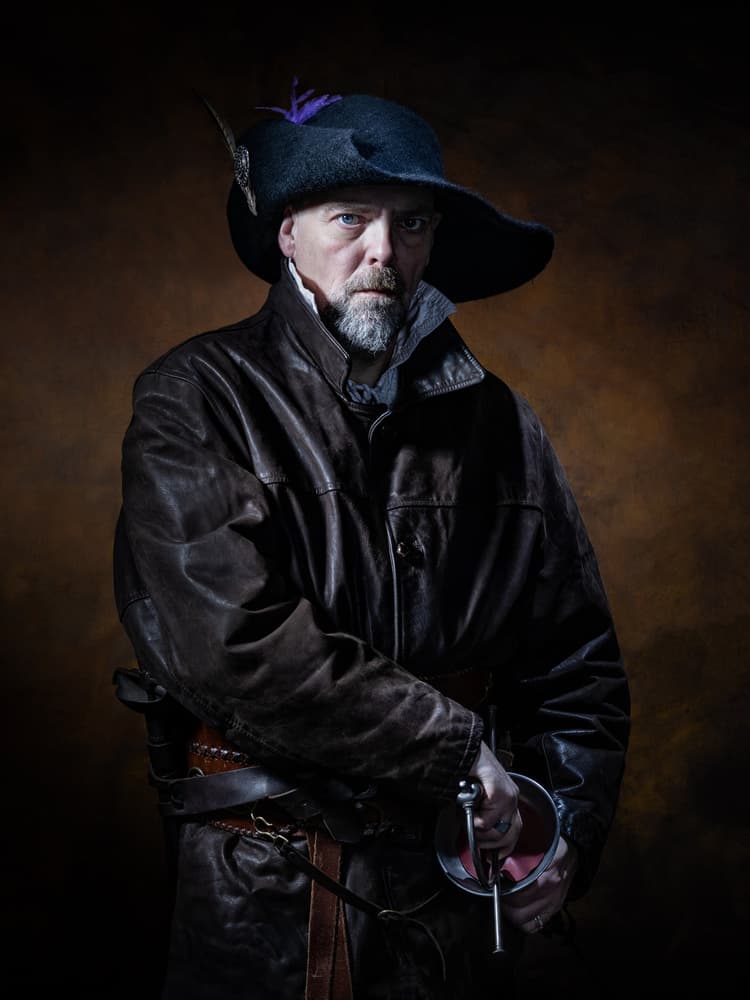 Dark Musketeer Portrait by Luc Stalmans — canvas wall art