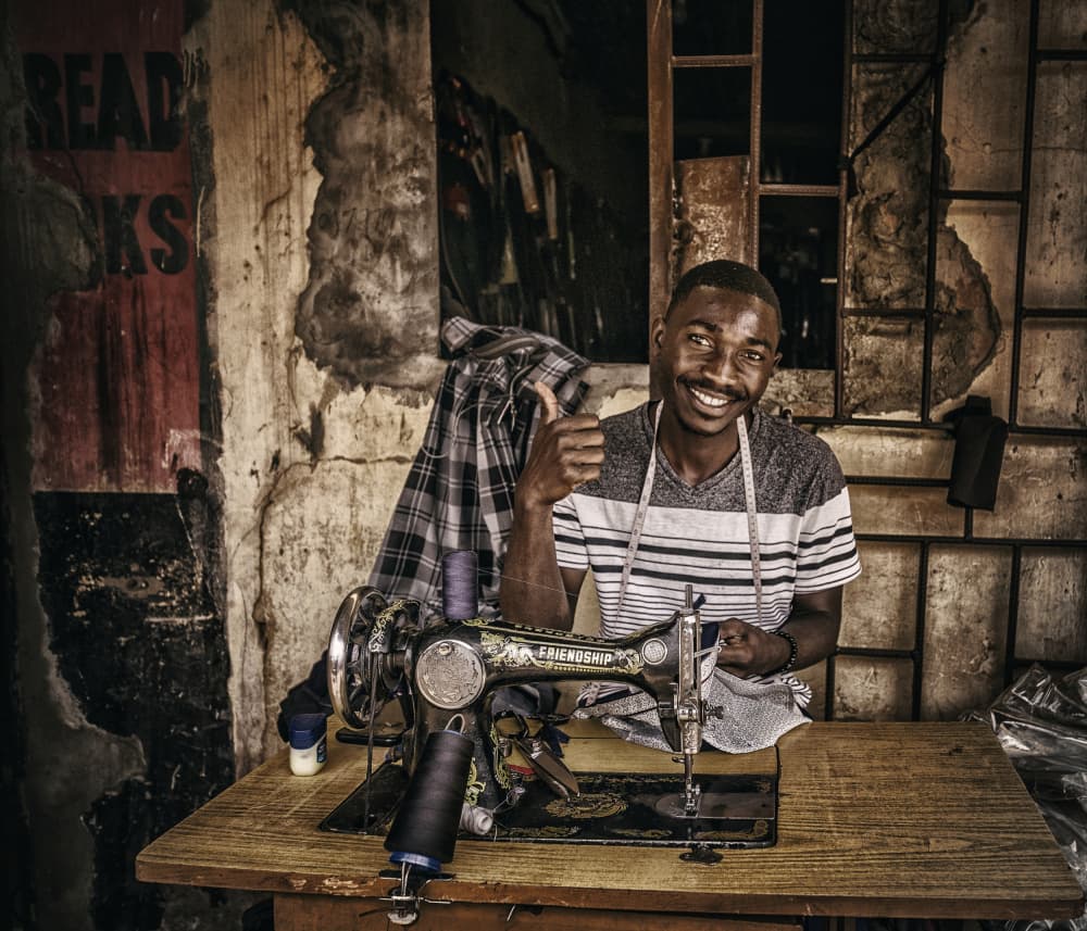 Happy Tailor Thumbs Up by Pavol Stranak — canvas wall art