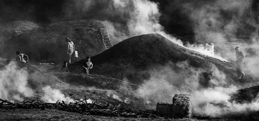 Charcoal Makers Working Hills by Yavuz Pancareken — canvas wall art