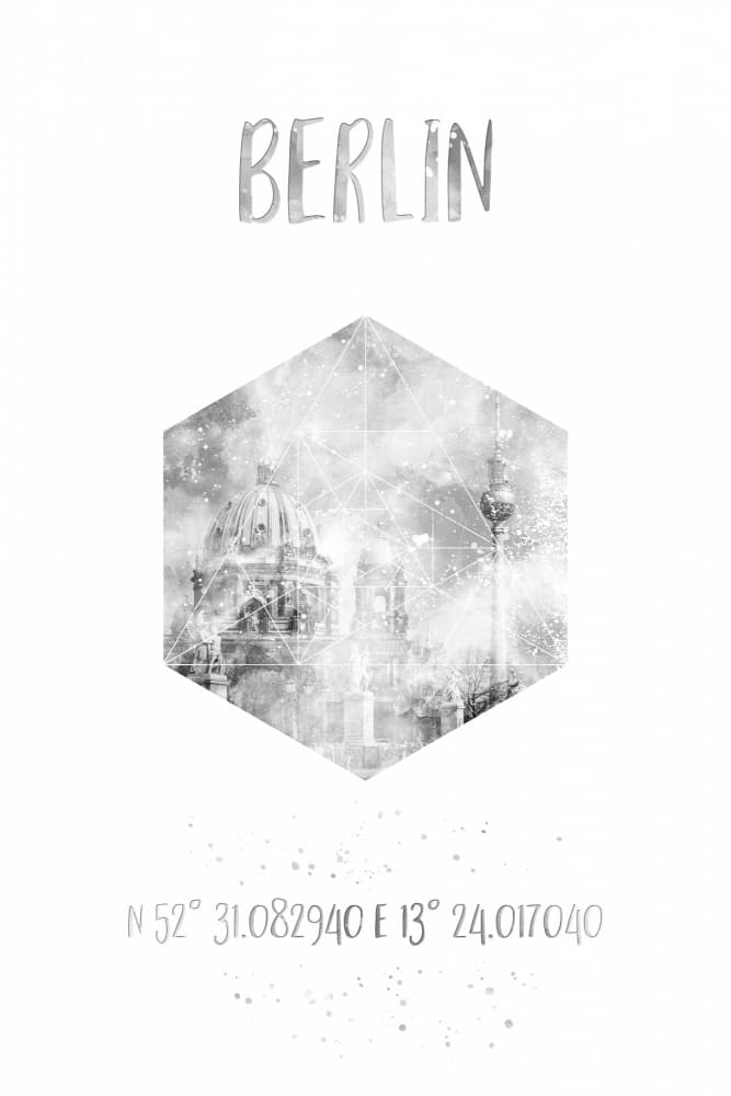 Berlin City Coordinates by Melanie Viola — canvas wall art