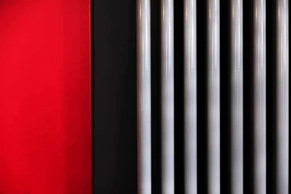 Red White Geometric Lines by Rolf Endermann — canvas wall art