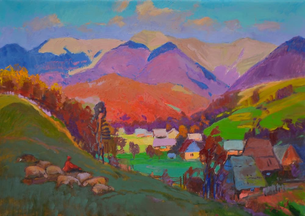 Vibrant Mountain Village by Alexander Shandor — canvas wall art