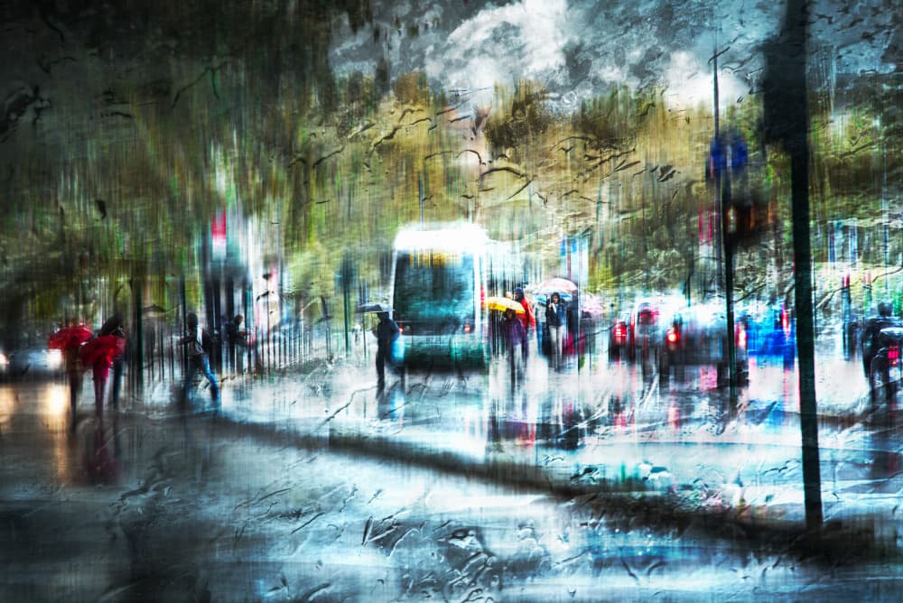 Rainy City Reflections by Nicodemo Quaglia — canvas wall art