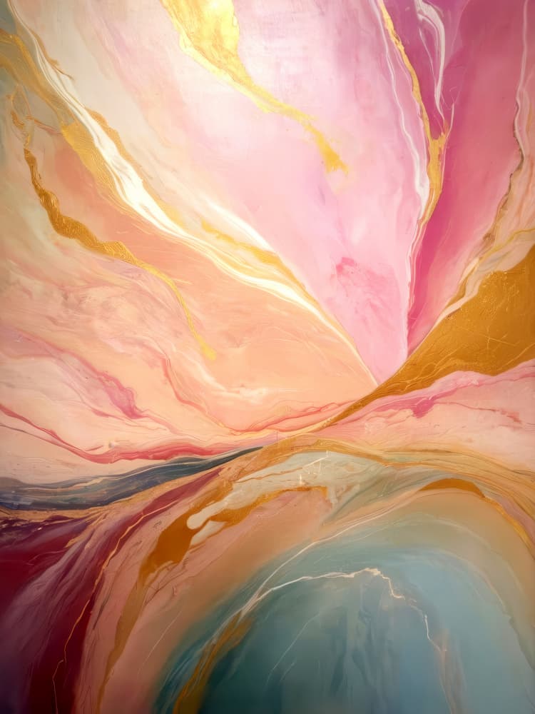 Flowing Pink Gold Teal by Alpenglow Workshop — canvas wall art
