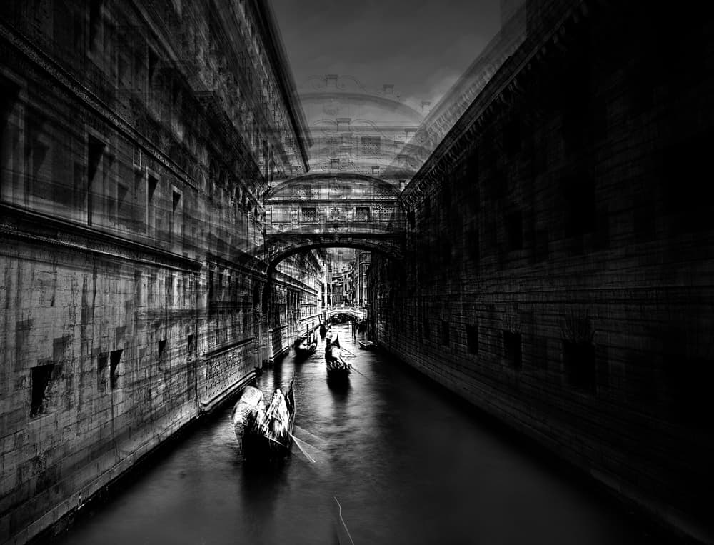Dark Venice Gondolas by Carmine Chiriacò — canvas wall art