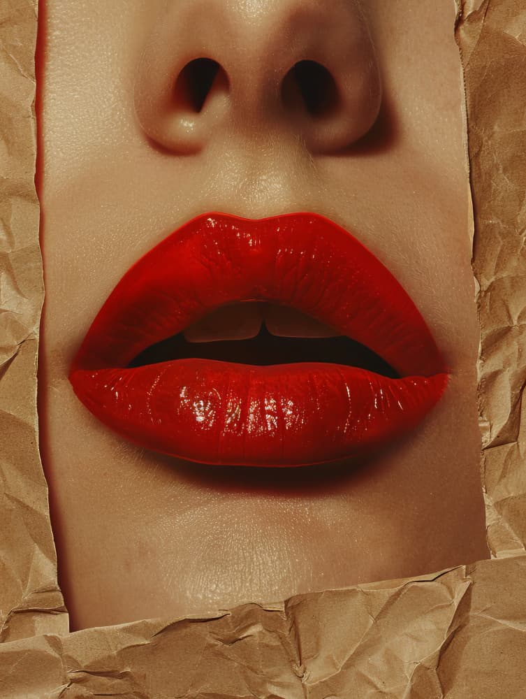 Red Lip Beauty by Bilge Paksoylu — canvas wall art