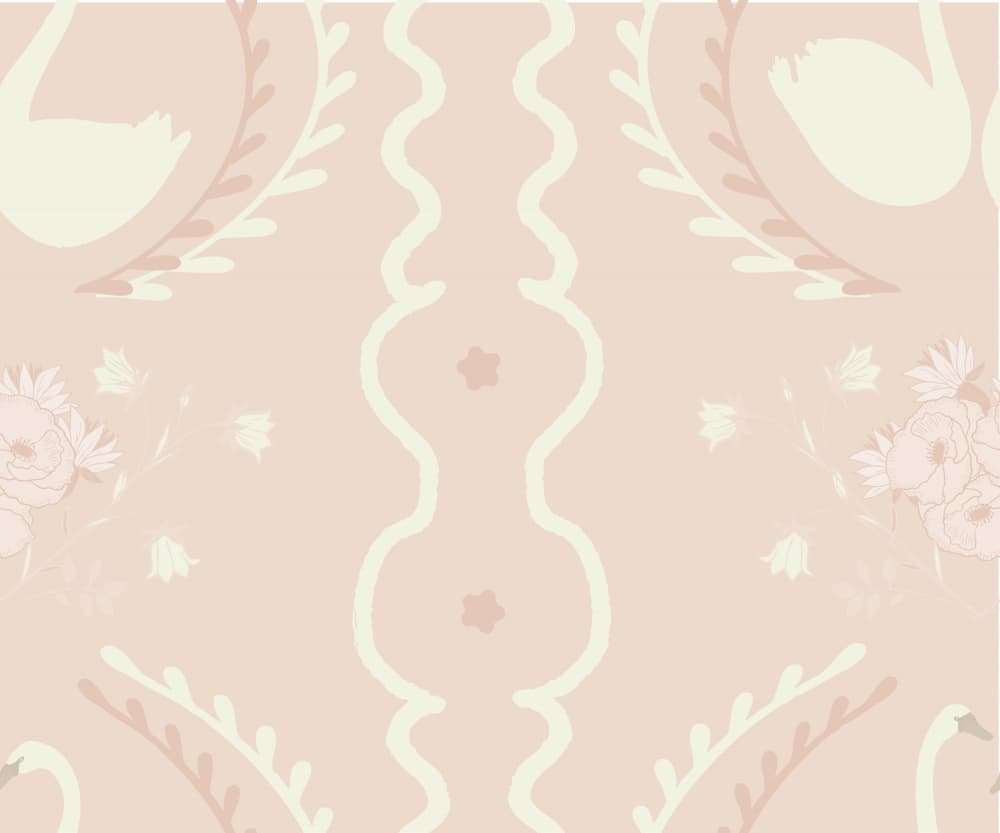 Blush Swan Floral Pattern by Aliya Putrus — canvas wall art