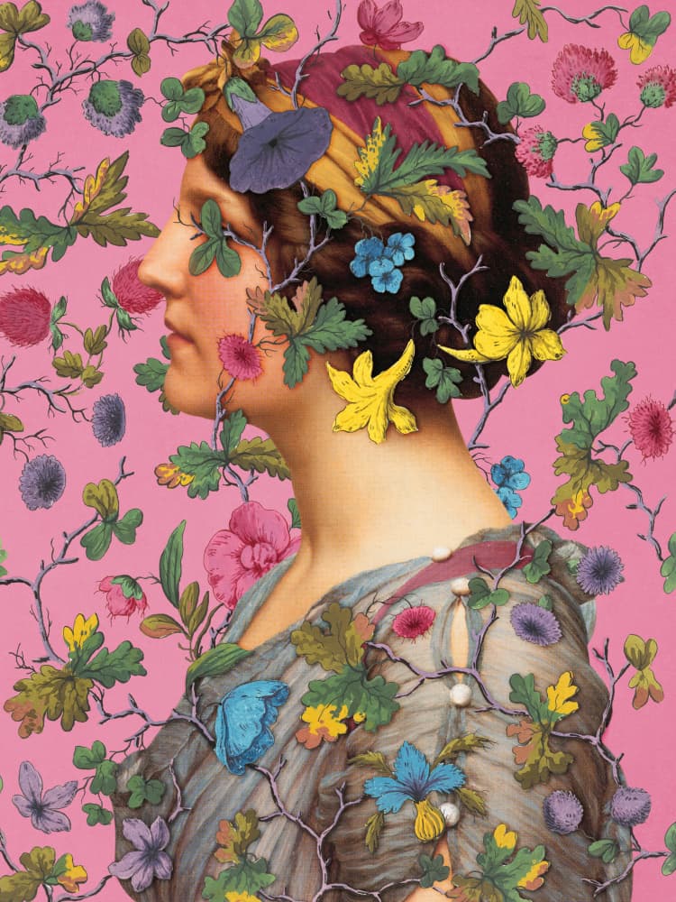 Elegant Floral Portrait by Marja van den Hurk — canvas wall art