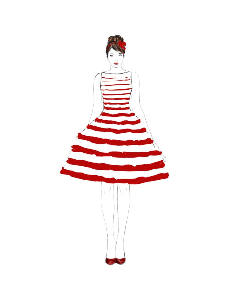 Elegant Striped Dress by Rosana Laiz Blursbyai — canvas wall art