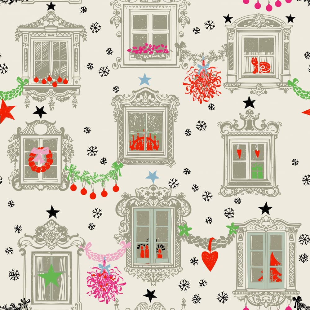 Festive Christmas Windows by Annick — canvas wall art