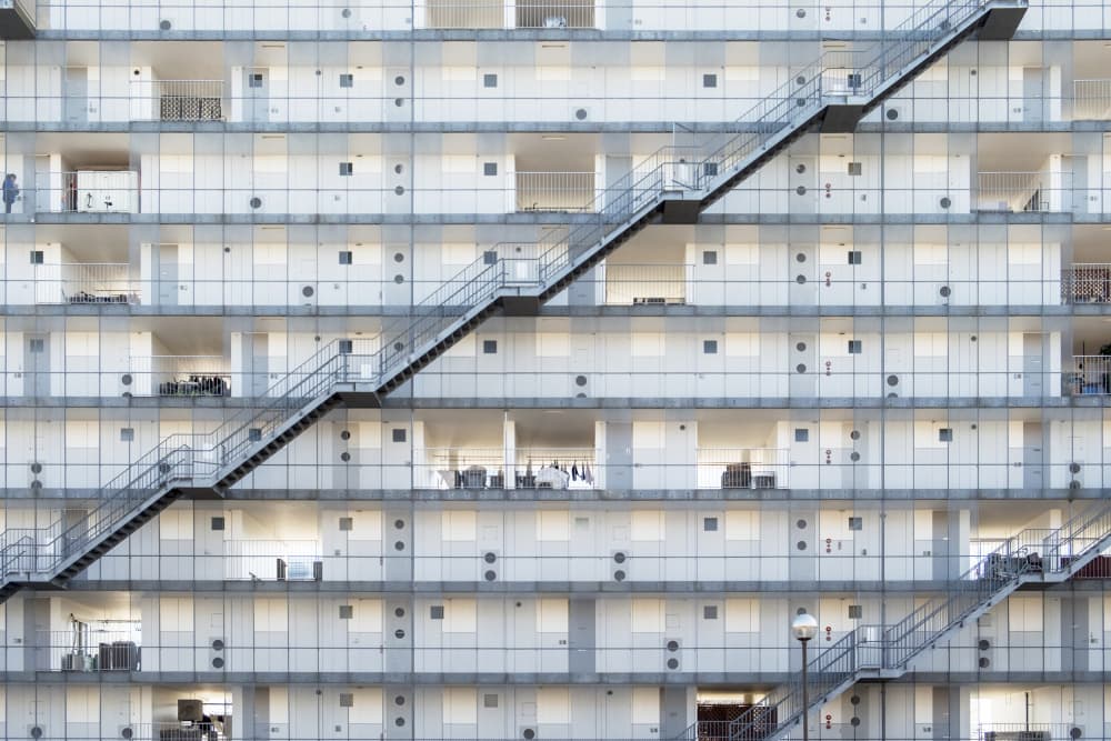 Geometric Urban Facade by Tomoshi Hara — canvas wall art