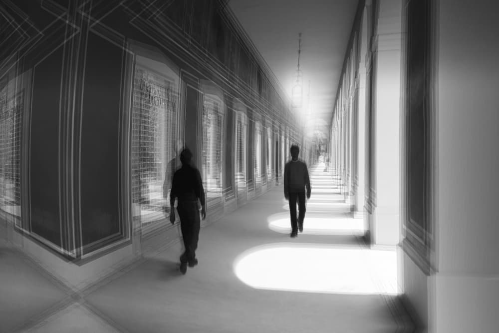Abstract Hallway Journey by Roswitha Schleicher-Schwarz — canvas wall art