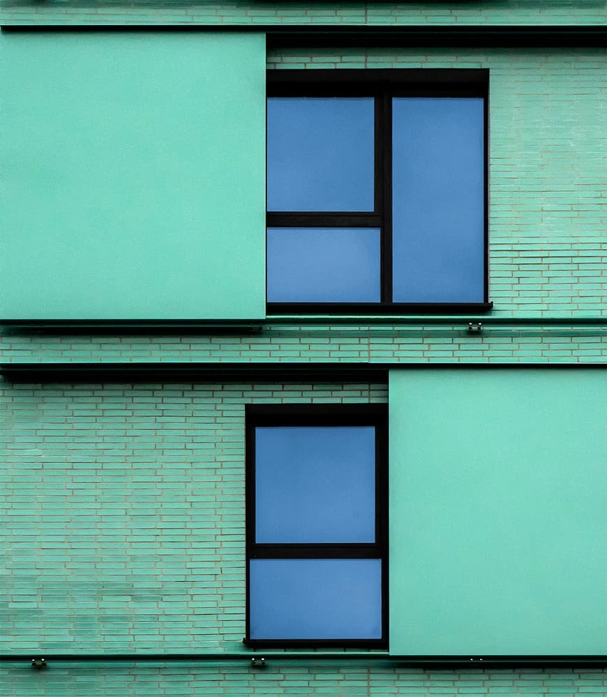 Modern Teal Facade by Jef Van den Houte — canvas wall art