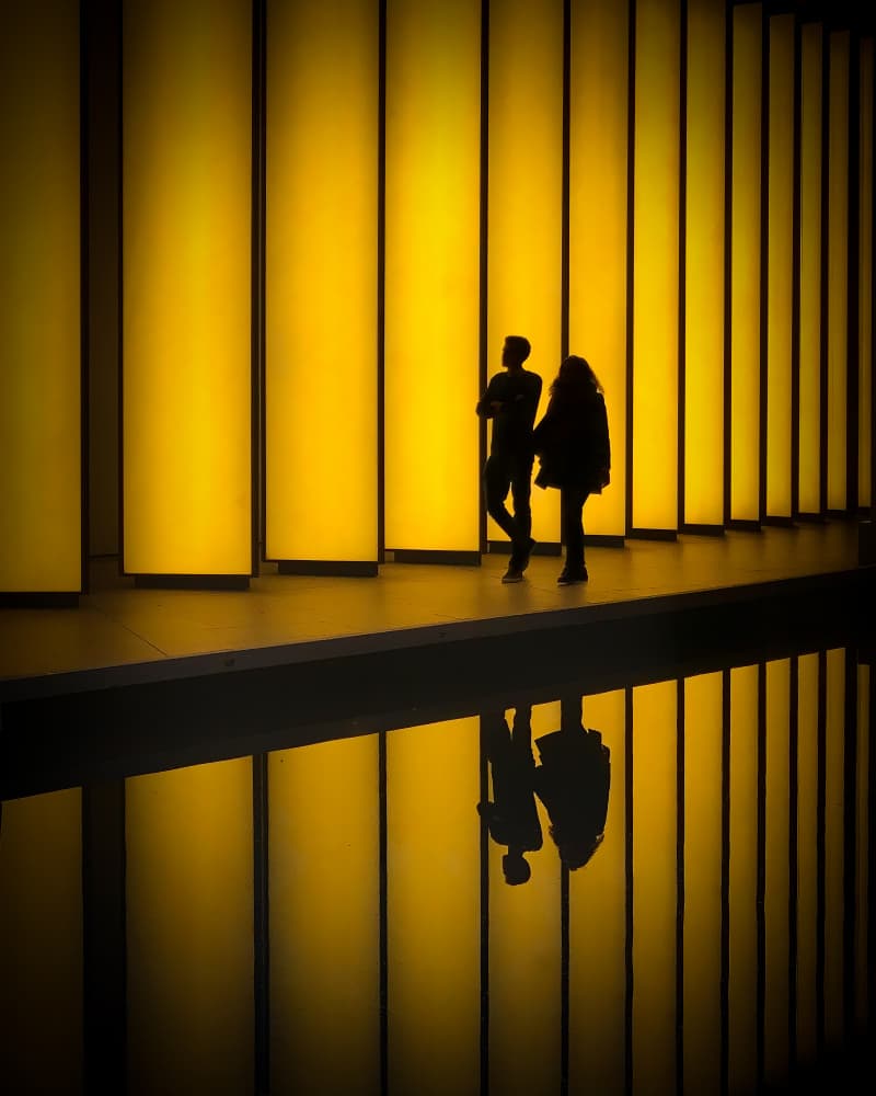 Figures in Yellow Reflection by Raffi Bashlian — canvas wall art