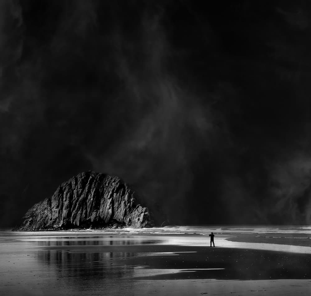 Dark Beach Solitude by Margaret Halaby — canvas wall art