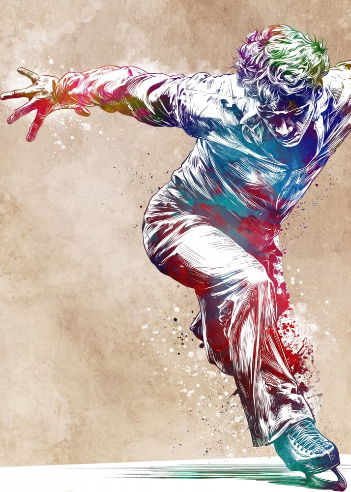 Colorful Ice Skater by Justyna Jaszke — canvas wall art