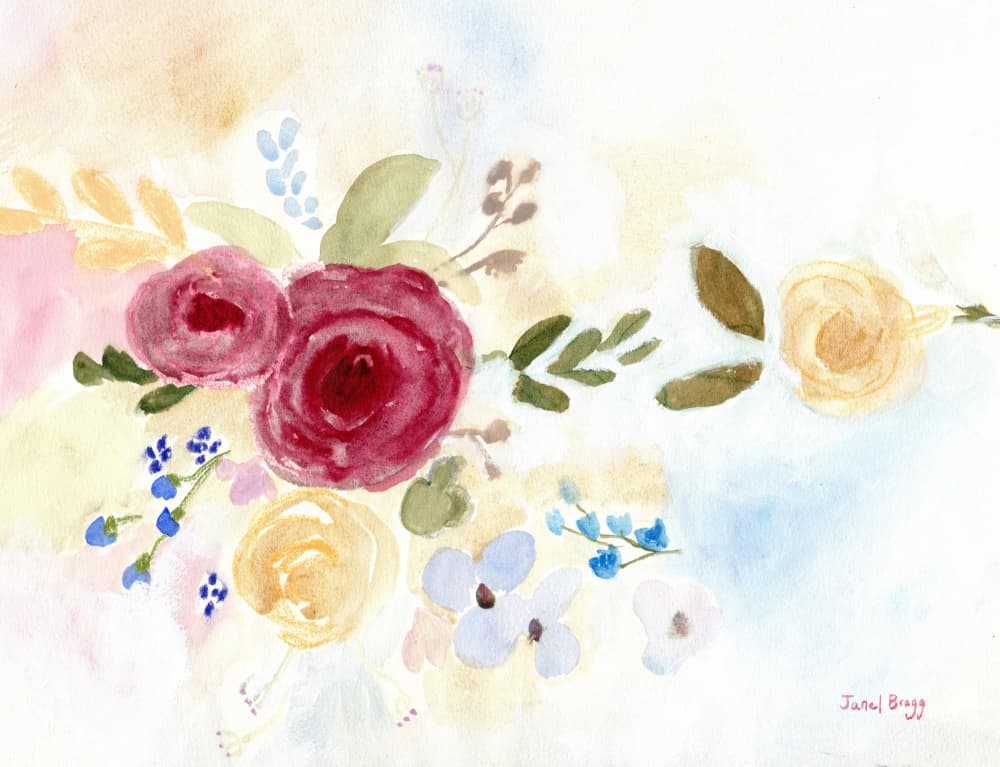 Romantic Watercolor Blooms by Janel Bragg — canvas wall art
