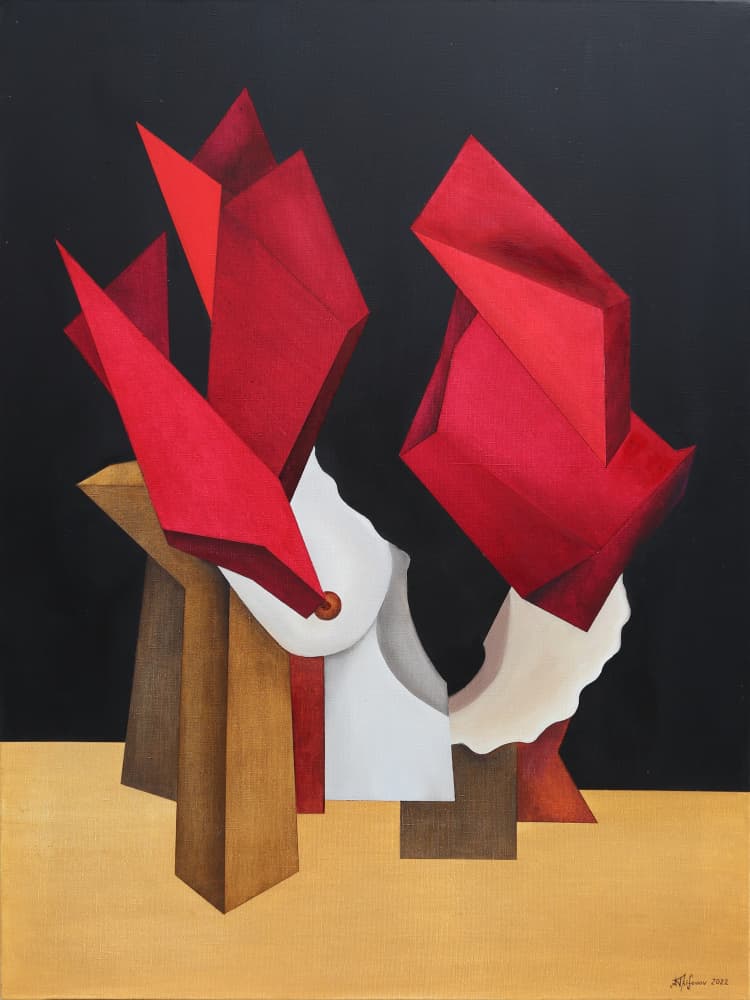 Red Geometric Figure by Alexander Trifonov — canvas wall art