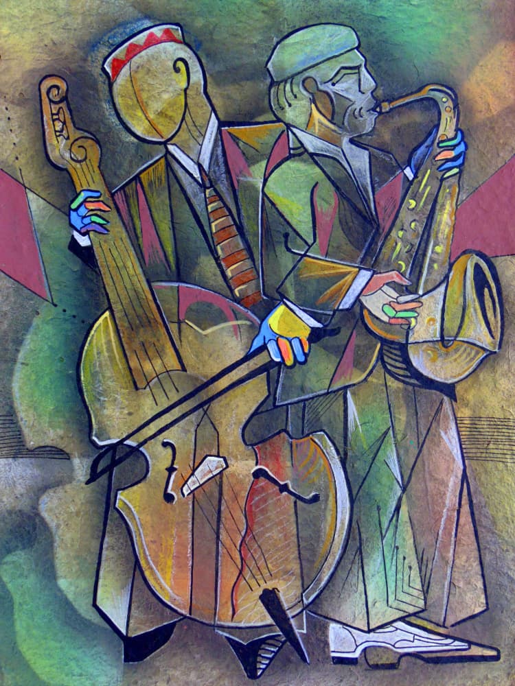 Vibrant Jazz Duo by Ricardo Maya — canvas wall art