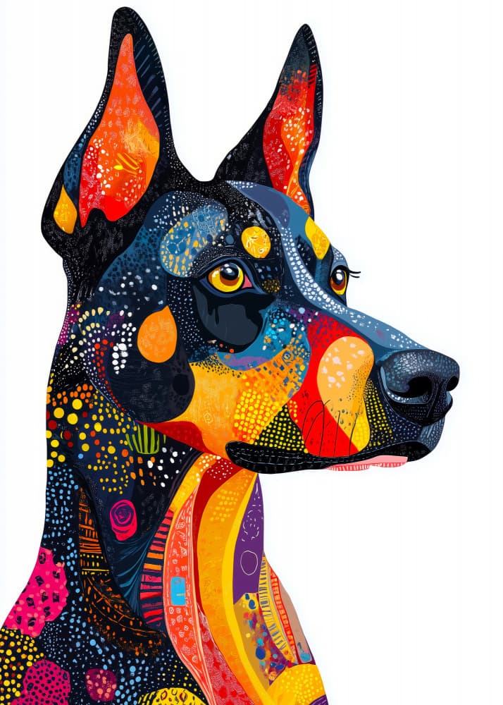 Vibrant Doberman Art by Justyna Jaszke — canvas wall art