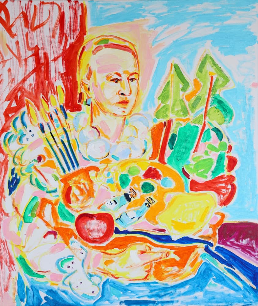 Self portrait after Caravaggio, Boy with a Basket of Fruit, Tamara Jare, oil on canvas, 2025 by Tamara Jare — canvas wall art
