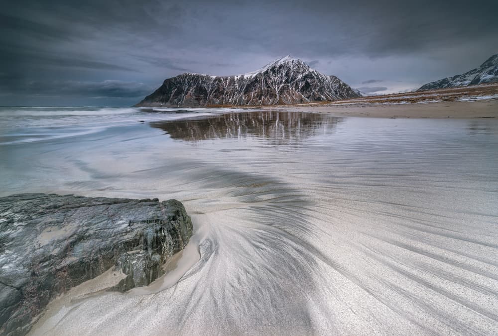Winter Beach Mountains by Claes Thorberntsson — canvas wall art