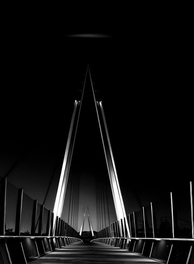 Illuminated Modern Bridge by Jiahong Zeng — canvas wall art