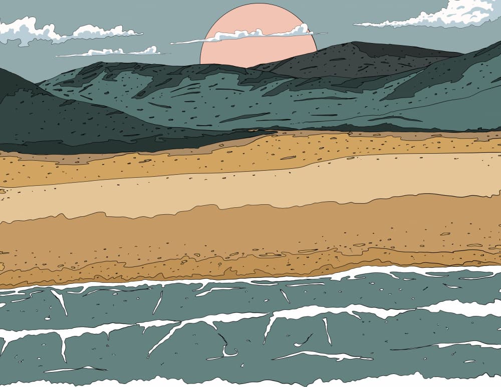 Coastal Sun and Waves by Nicholas — canvas wall art