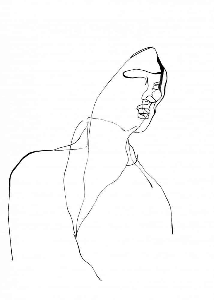 Elegant Contemplation Line Art by The Printable Studio — canvas wall art