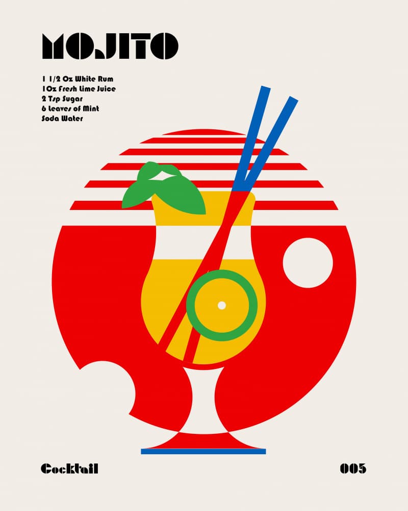 Geometric Mojito Recipe by Retrodrome — canvas wall art