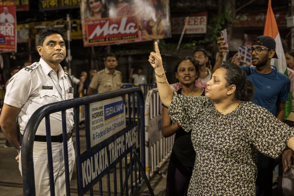 Kolkata Street Protest by Kuntal Biswas — canvas wall art