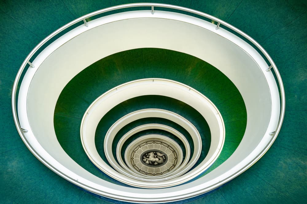 Green Spiral Descent by Linda Wride — canvas wall art