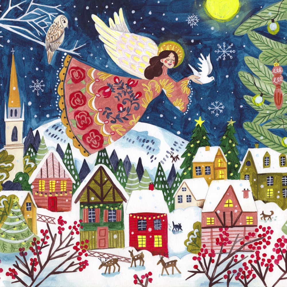 Angel of Peace square Christmas by Caroline Bonne Müller — canvas wall art