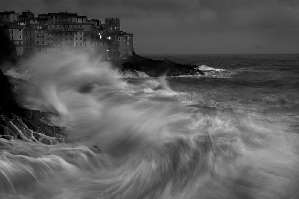 Dramatic Waves Town by Alessandro Traverso — canvas wall art